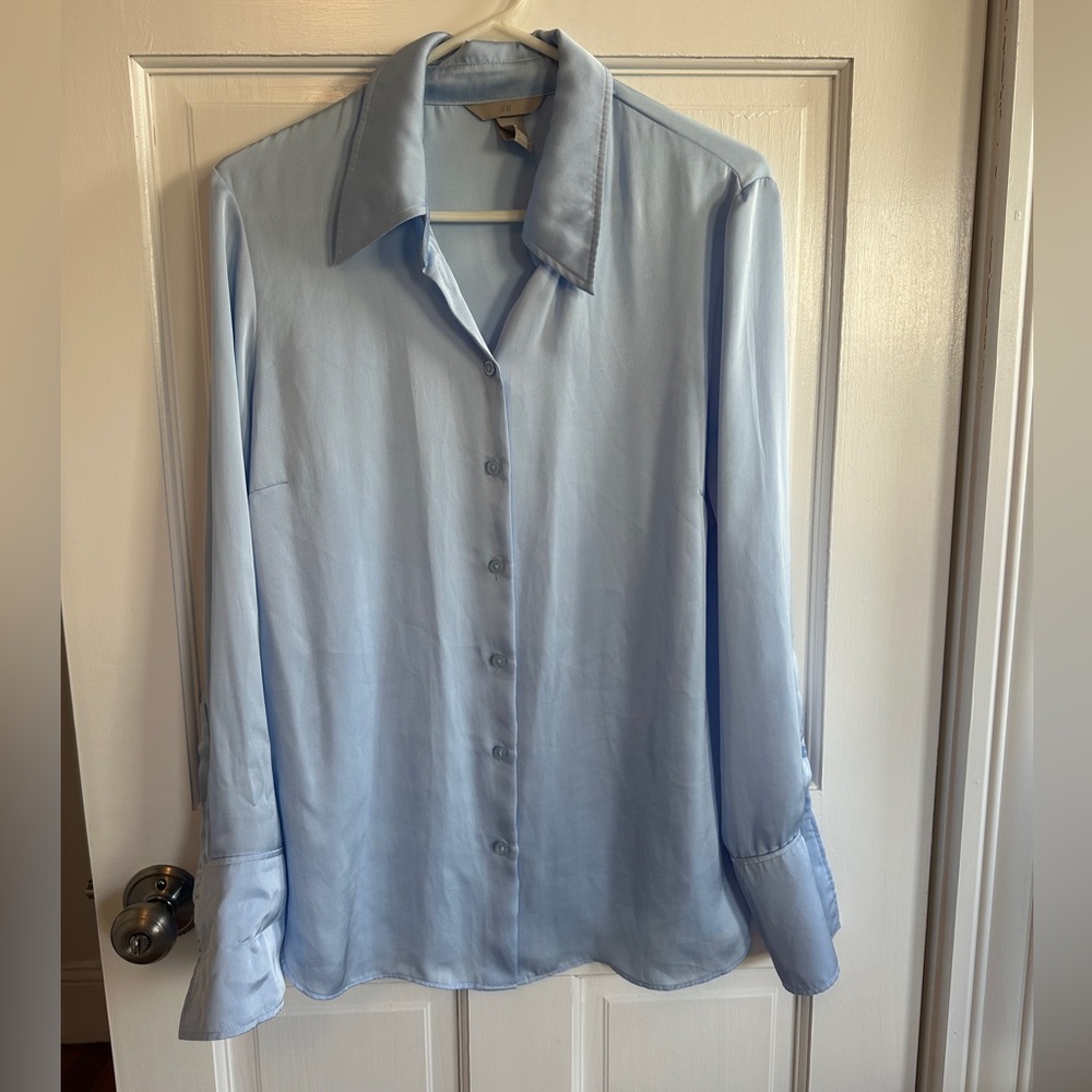 H&M silk blue button down